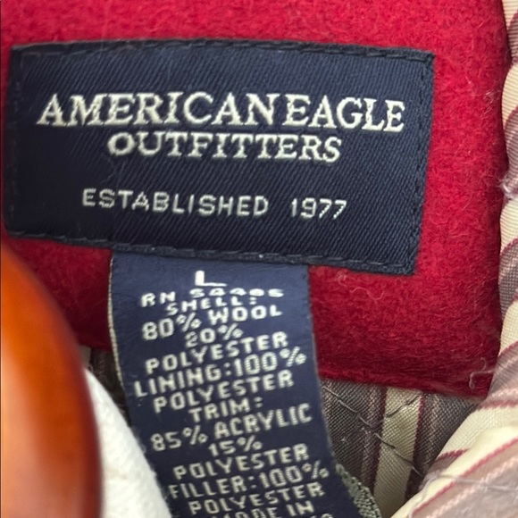 American Eagle Outfitters Wool Blend Women's Red Toggle Coat with Faux Fur Hood - Picture 2 of 12